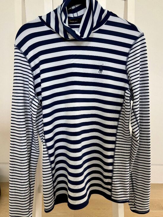 Polo Ralph Lauren Tops - Polo Ralph Lauren Golf Striped Mock Neck Top Navy White Women’s Medium RLX